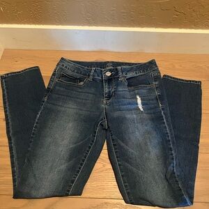 SO Blue Straight Leg Jeans with Distressed Details
